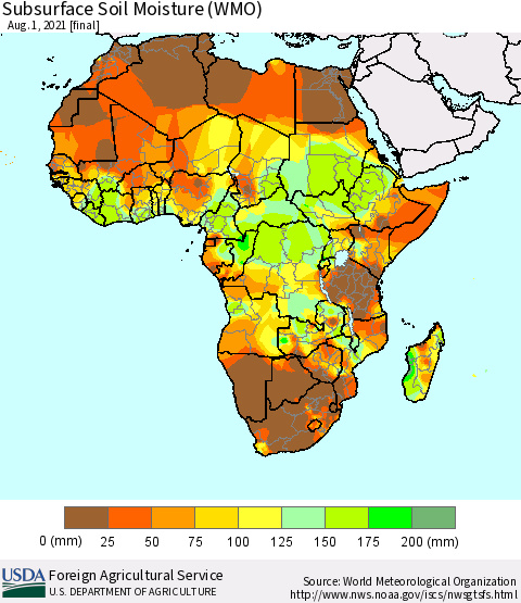 Africa Subsurface Soil Moisture (WMO) Thematic Map For 7/26/2021 - 8/1/2021