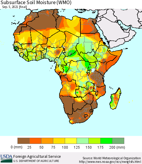 Africa Subsurface Soil Moisture (WMO) Thematic Map For 8/30/2021 - 9/5/2021
