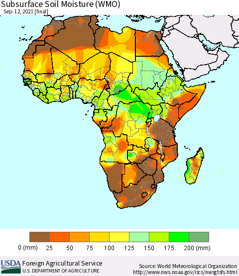 Africa Subsurface Soil Moisture (WMO) Thematic Map For 9/6/2021 - 9/12/2021