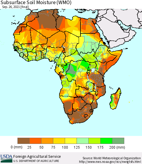 Africa Subsurface Soil Moisture (WMO) Thematic Map For 9/20/2021 - 9/26/2021