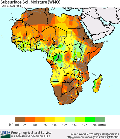 Africa Subsurface Soil Moisture (WMO) Thematic Map For 9/27/2021 - 10/3/2021