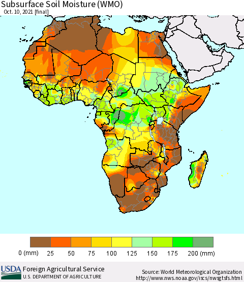 Africa Subsurface Soil Moisture (WMO) Thematic Map For 10/4/2021 - 10/10/2021