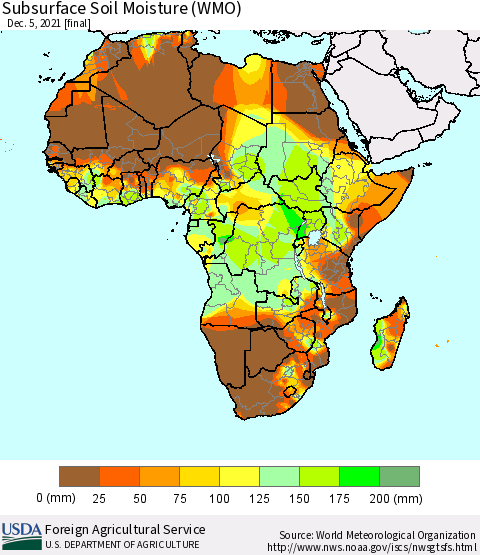 Africa Subsurface Soil Moisture (WMO) Thematic Map For 11/29/2021 - 12/5/2021