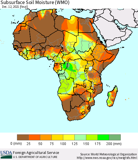 Africa Subsurface Soil Moisture (WMO) Thematic Map For 12/6/2021 - 12/12/2021