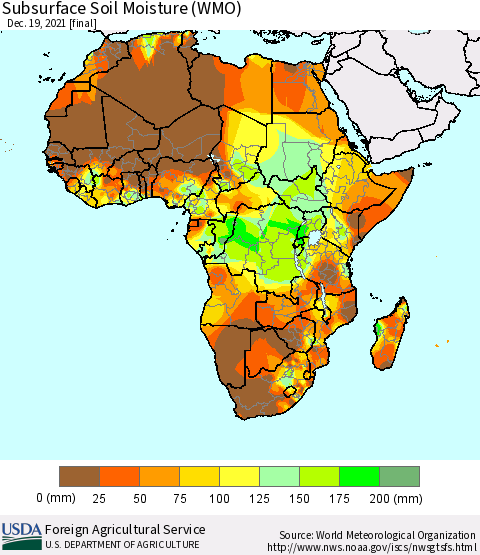 Africa Subsurface Soil Moisture (WMO) Thematic Map For 12/13/2021 - 12/19/2021