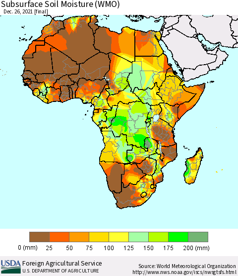 Africa Subsurface Soil Moisture (WMO) Thematic Map For 12/20/2021 - 12/26/2021