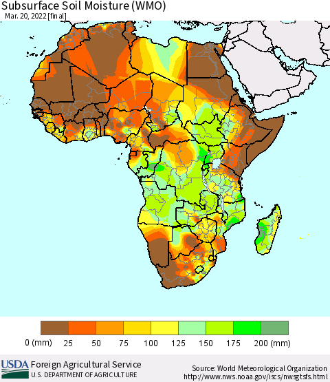 Africa Subsurface Soil Moisture (WMO) Thematic Map For 3/14/2022 - 3/20/2022