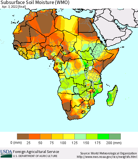 Africa Subsurface Soil Moisture (WMO) Thematic Map For 3/28/2022 - 4/3/2022