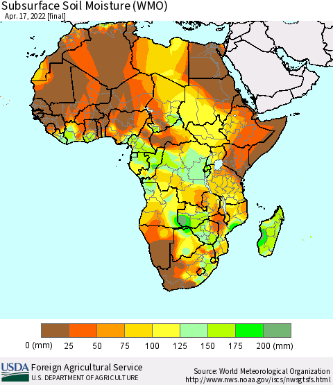Africa Subsurface Soil Moisture (WMO) Thematic Map For 4/11/2022 - 4/17/2022