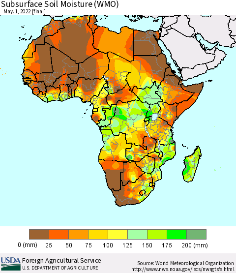 Africa Subsurface Soil Moisture (WMO) Thematic Map For 4/25/2022 - 5/1/2022