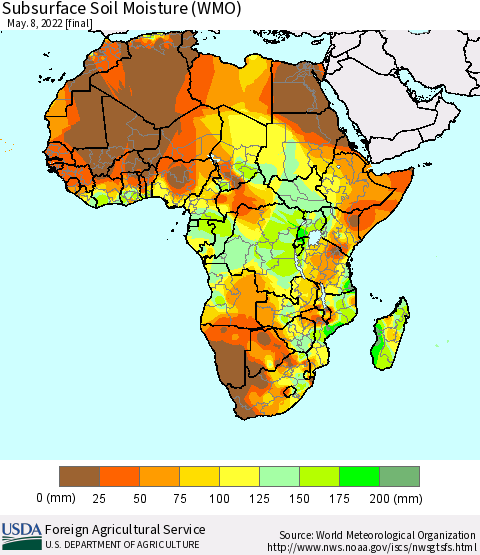 Africa Subsurface Soil Moisture (WMO) Thematic Map For 5/2/2022 - 5/8/2022