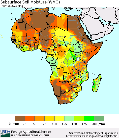 Africa Subsurface Soil Moisture (WMO) Thematic Map For 5/9/2022 - 5/15/2022