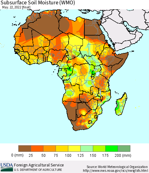 Africa Subsurface Soil Moisture (WMO) Thematic Map For 5/16/2022 - 5/22/2022