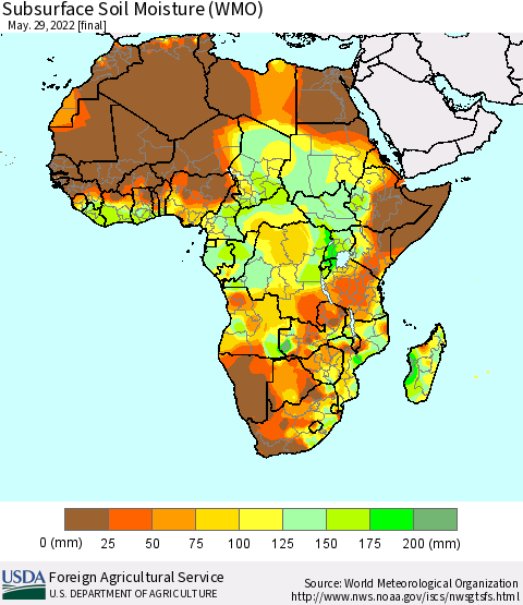 Africa Subsurface Soil Moisture (WMO) Thematic Map For 5/23/2022 - 5/29/2022