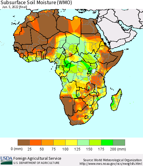 Africa Subsurface Soil Moisture (WMO) Thematic Map For 5/30/2022 - 6/5/2022