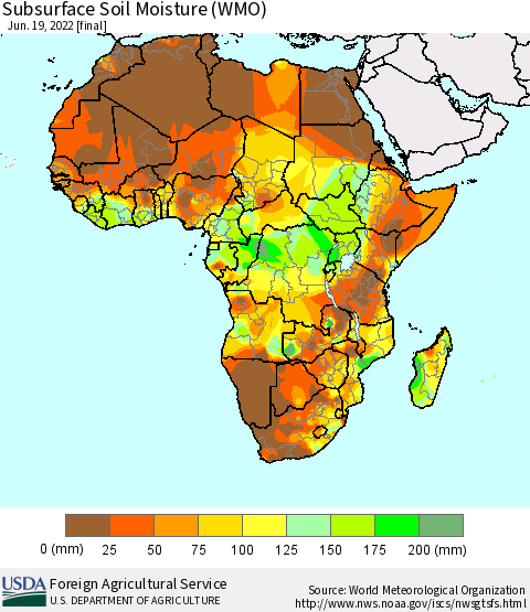 Africa Subsurface Soil Moisture (WMO) Thematic Map For 6/13/2022 - 6/19/2022