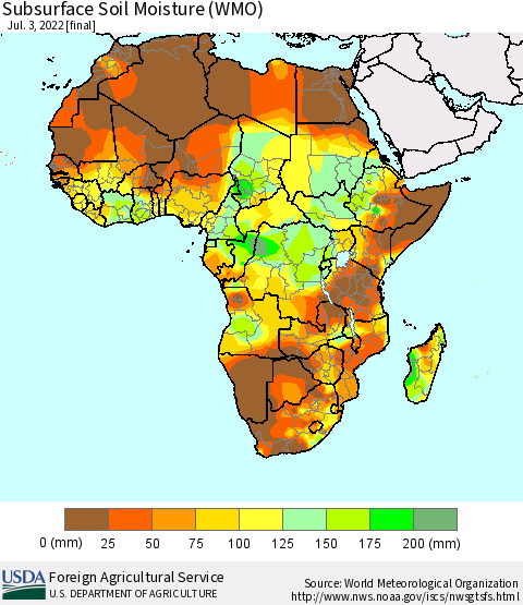 Africa Subsurface Soil Moisture (WMO) Thematic Map For 6/27/2022 - 7/3/2022