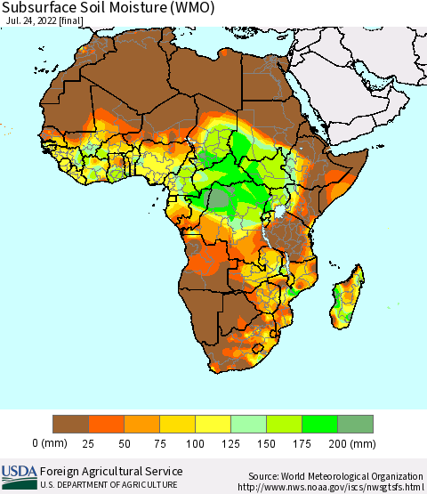 Africa Subsurface Soil Moisture (WMO) Thematic Map For 7/18/2022 - 7/24/2022