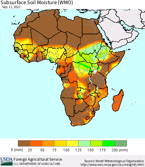 Africa Subsurface Soil Moisture (WMO) Thematic Map For 9/5/2022 - 9/11/2022