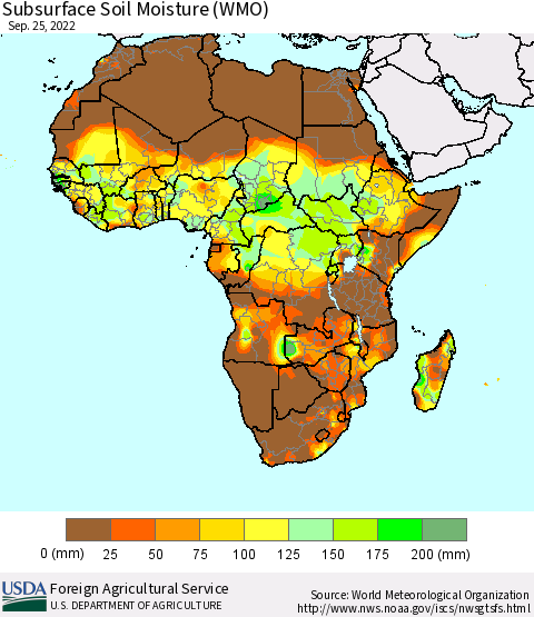 Africa Subsurface Soil Moisture (WMO) Thematic Map For 9/19/2022 - 9/25/2022