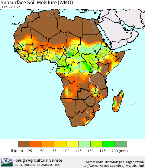 Africa Subsurface Soil Moisture (WMO) Thematic Map For 10/17/2022 - 10/23/2022
