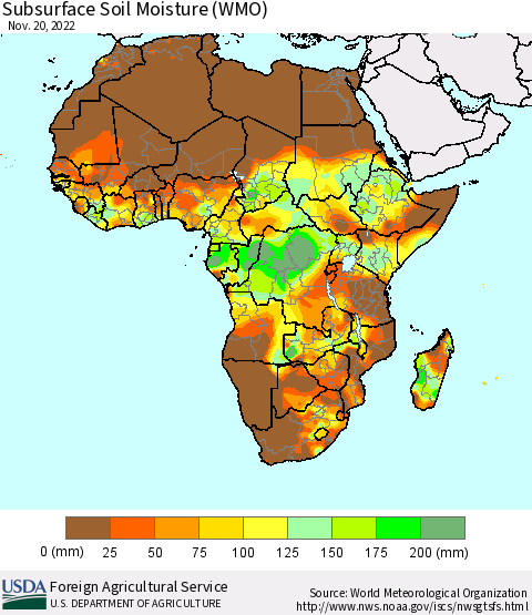 Africa Subsurface Soil Moisture (WMO) Thematic Map For 11/14/2022 - 11/20/2022