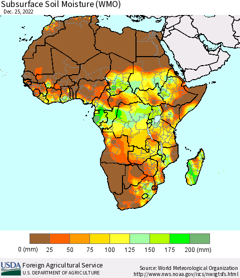 Africa Subsurface Soil Moisture (WMO) Thematic Map For 12/19/2022 - 12/25/2022