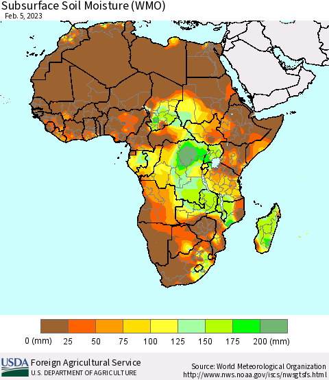Africa Subsurface Soil Moisture (WMO) Thematic Map For 1/30/2023 - 2/5/2023