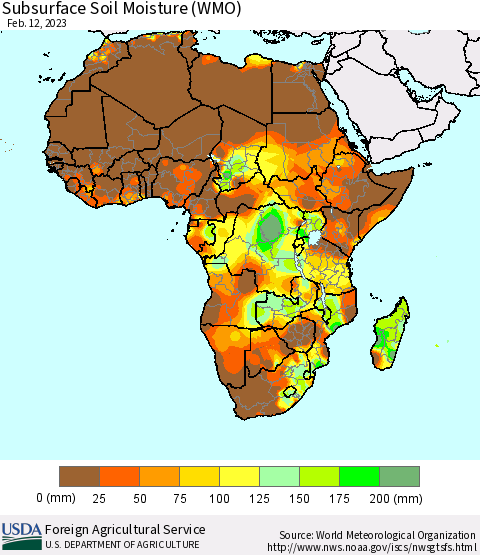 Africa Subsurface Soil Moisture (WMO) Thematic Map For 2/6/2023 - 2/12/2023