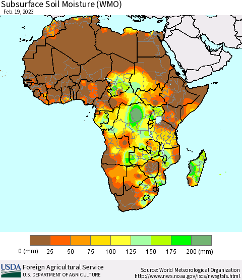 Africa Subsurface Soil Moisture (WMO) Thematic Map For 2/13/2023 - 2/19/2023