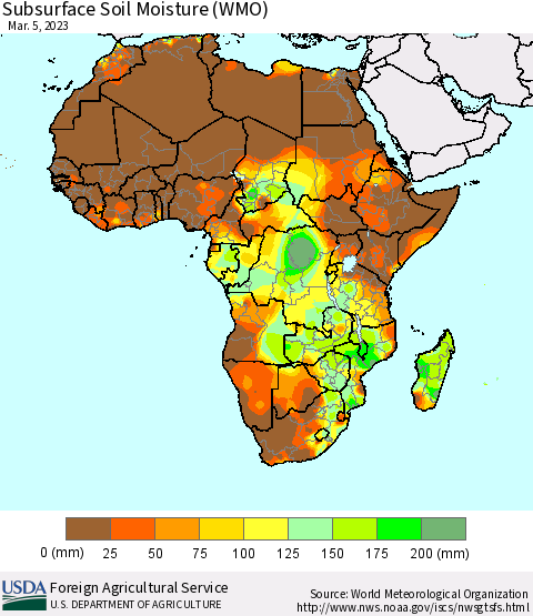 Africa Subsurface Soil Moisture (WMO) Thematic Map For 2/27/2023 - 3/5/2023