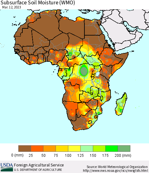 Africa Subsurface Soil Moisture (WMO) Thematic Map For 3/6/2023 - 3/12/2023