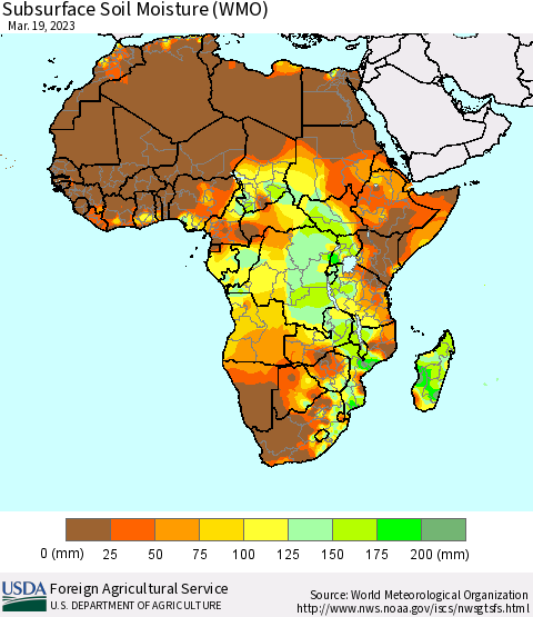 Africa Subsurface Soil Moisture (WMO) Thematic Map For 3/13/2023 - 3/19/2023
