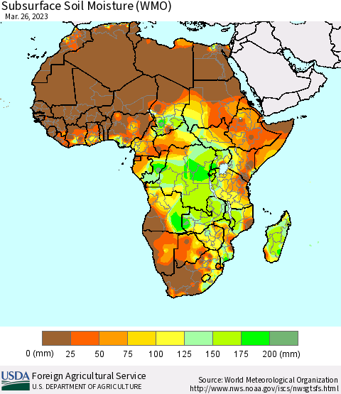Africa Subsurface Soil Moisture (WMO) Thematic Map For 3/20/2023 - 3/26/2023