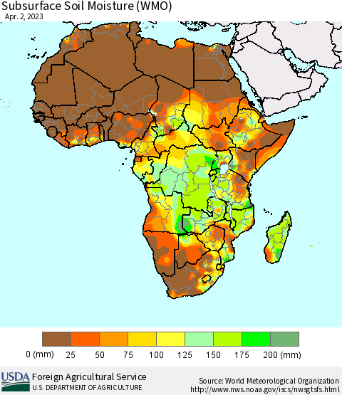 Africa Subsurface Soil Moisture (WMO) Thematic Map For 3/27/2023 - 4/2/2023