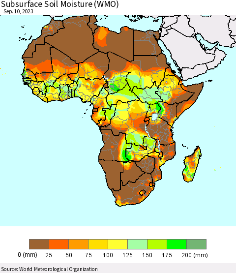 Africa Subsurface Soil Moisture (WMO) Thematic Map For 9/4/2023 - 9/10/2023