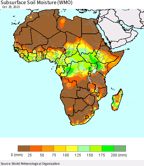 Africa Subsurface Soil Moisture (WMO) Thematic Map For 10/23/2023 - 10/29/2023