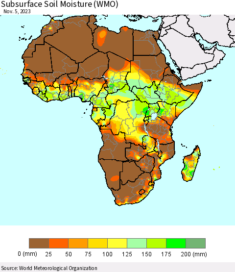 Africa Subsurface Soil Moisture (WMO) Thematic Map For 10/30/2023 - 11/5/2023