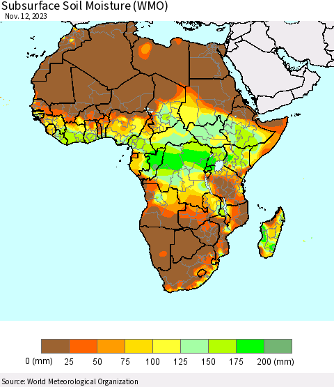 Africa Subsurface Soil Moisture (WMO) Thematic Map For 11/6/2023 - 11/12/2023