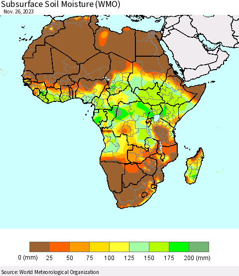Africa Subsurface Soil Moisture (WMO) Thematic Map For 11/20/2023 - 11/26/2023