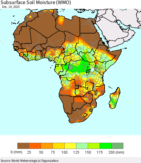 Africa Subsurface Soil Moisture (WMO) Thematic Map For 12/4/2023 - 12/10/2023