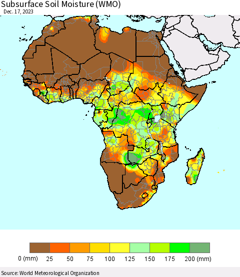 Africa Subsurface Soil Moisture (WMO) Thematic Map For 12/11/2023 - 12/17/2023