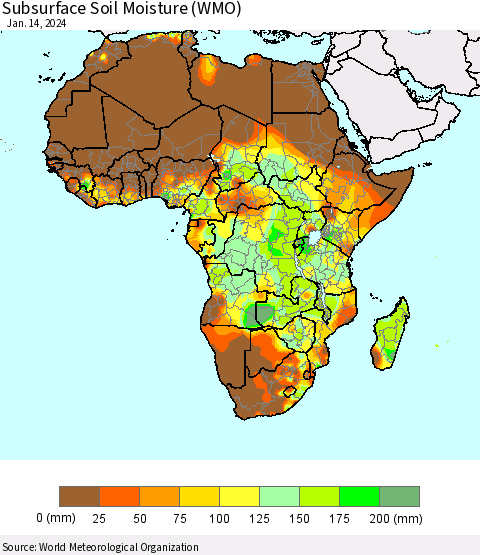 Africa Subsurface Soil Moisture (WMO) Thematic Map For 1/8/2024 - 1/14/2024