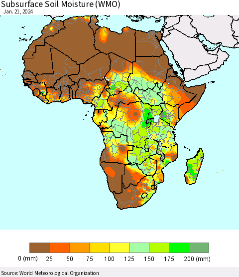 Africa Subsurface Soil Moisture (WMO) Thematic Map For 1/15/2024 - 1/21/2024