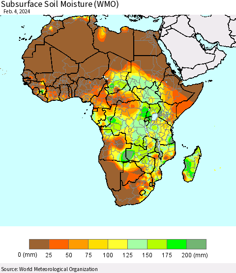 Africa Subsurface Soil Moisture (WMO) Thematic Map For 1/29/2024 - 2/4/2024