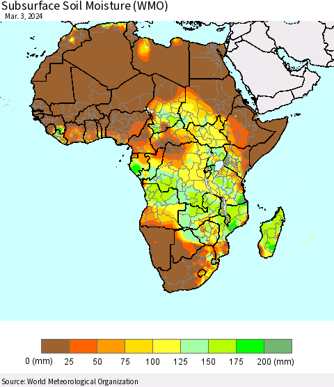 Africa Subsurface Soil Moisture (WMO) Thematic Map For 2/26/2024 - 3/3/2024