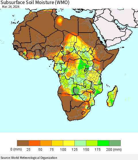 Africa Subsurface Soil Moisture (WMO) Thematic Map For 3/18/2024 - 3/24/2024