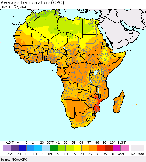 Africa Average Temperature (CPC) Thematic Map For 12/16/2024 - 12/22/2024