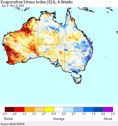 Australia Evaporative Stress Index (ESI), 4-Weeks Thematic Map For 5/6/2024 - 5/12/2024