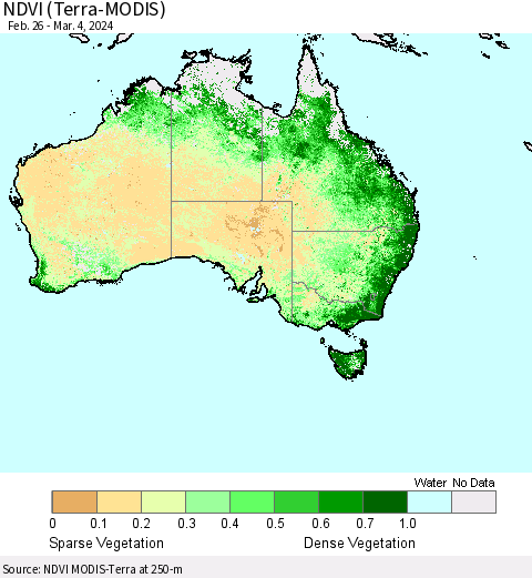 Australia NDVI (Terra-MODIS) Thematic Map For 2/26/2024 - 3/4/2024